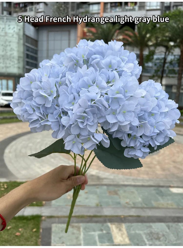 5 Heads Hydrangea Bouquet Silk Artificial Flowers for Party Wedding Living Room Decoration Accessories Home Decor Fake Flowers