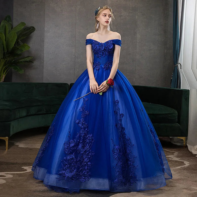 Luxury 15 Quinceanera Dresses Ball Gown Puffy Long Lace Appliques Prom Dress Customized Student Show Graduation Host Party Dress
