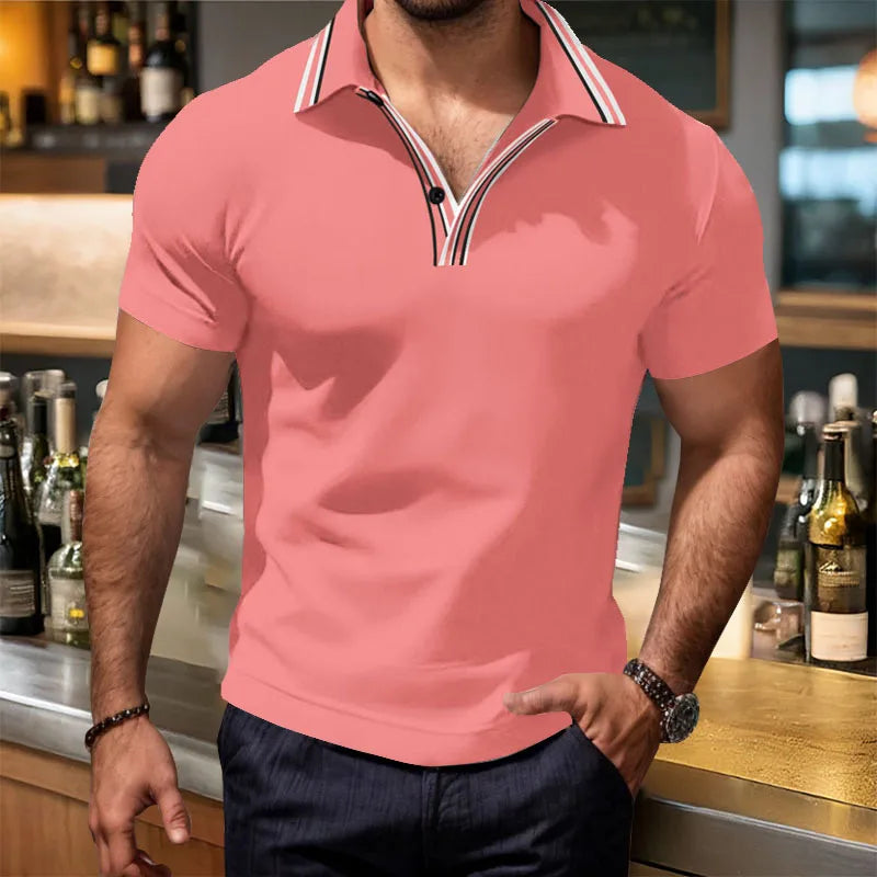 Summer Men's Short sleeved Polo Shirt Business Casual Collar T-shirt Plus Size Breathable Top European and American Plus size