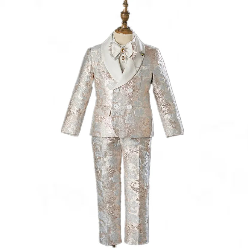 6PCS Children's Costume Sets New Handmade Flower Boy Host Piano Performance Blazer Traje De Niño Para Boda Boys Suits A4439