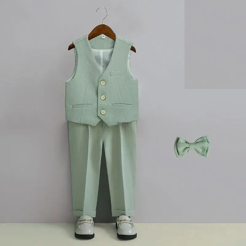 Flower Boys Photography Suit Baby Kids Formal Ceremony Costume Children Birthday Wedding Party Dress Performance Tuxedo Set