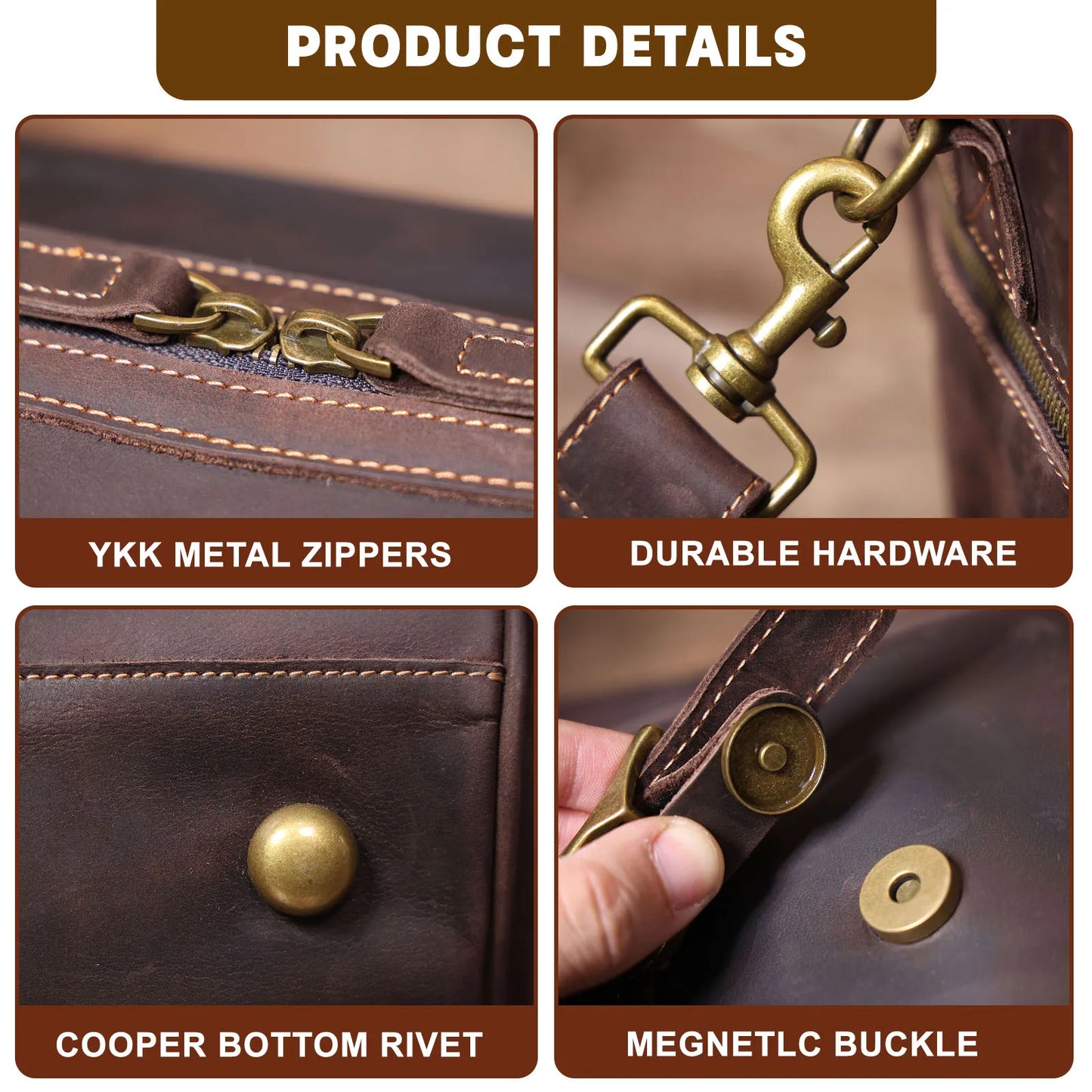S.WORKER Vintage Genuine Leather Travel Bag Crazy-horse Cowhide Leather Duffel Bag Handicrafted Weekender Bag Gym Bag