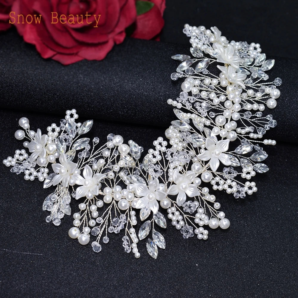DZ023 Fashion Wedding Headpiece Crystal Pearl Hair Piece 2022 Bridal Tiara Dinner Party Headdress For Women Bride Headwear