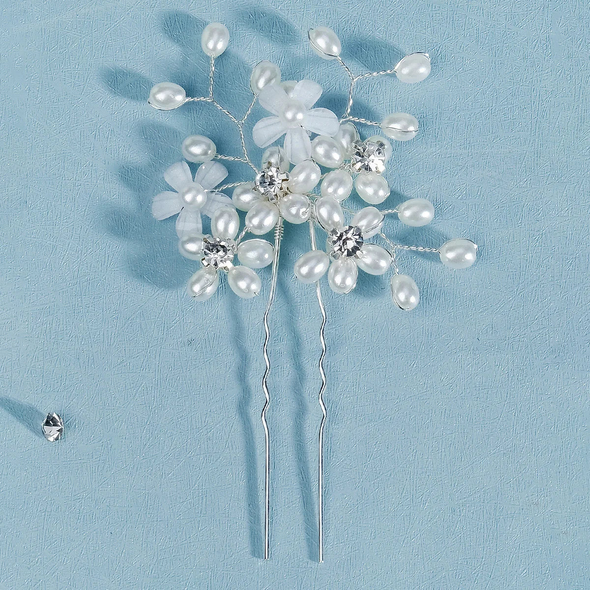 Fashion Pearl Rhinestone Flower Hair Pins barrette Bride Wedding Jewelry Accessories Hair Clips Headpiece For Women