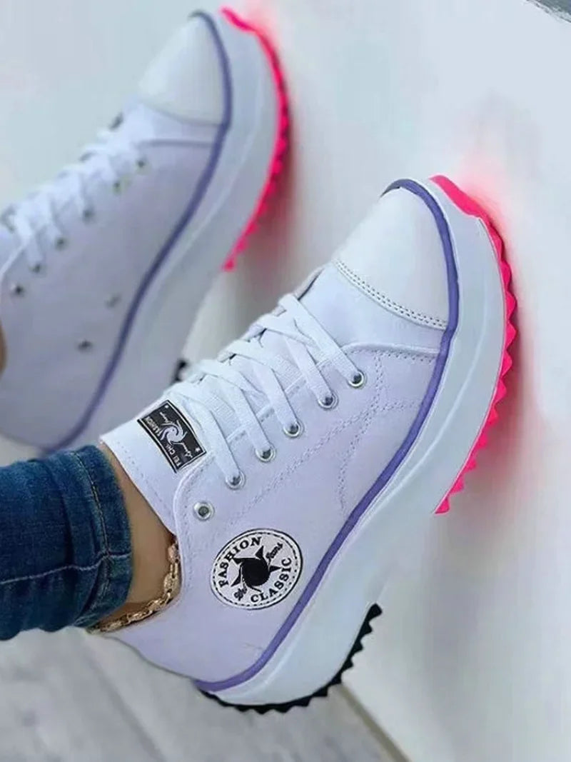 Women Pattern Canvas Sneakers Women Casual Shoes 2023 Women Sneakers Shoes Flat Lace-Up Zapatillas Mujer Chaussure Femme
