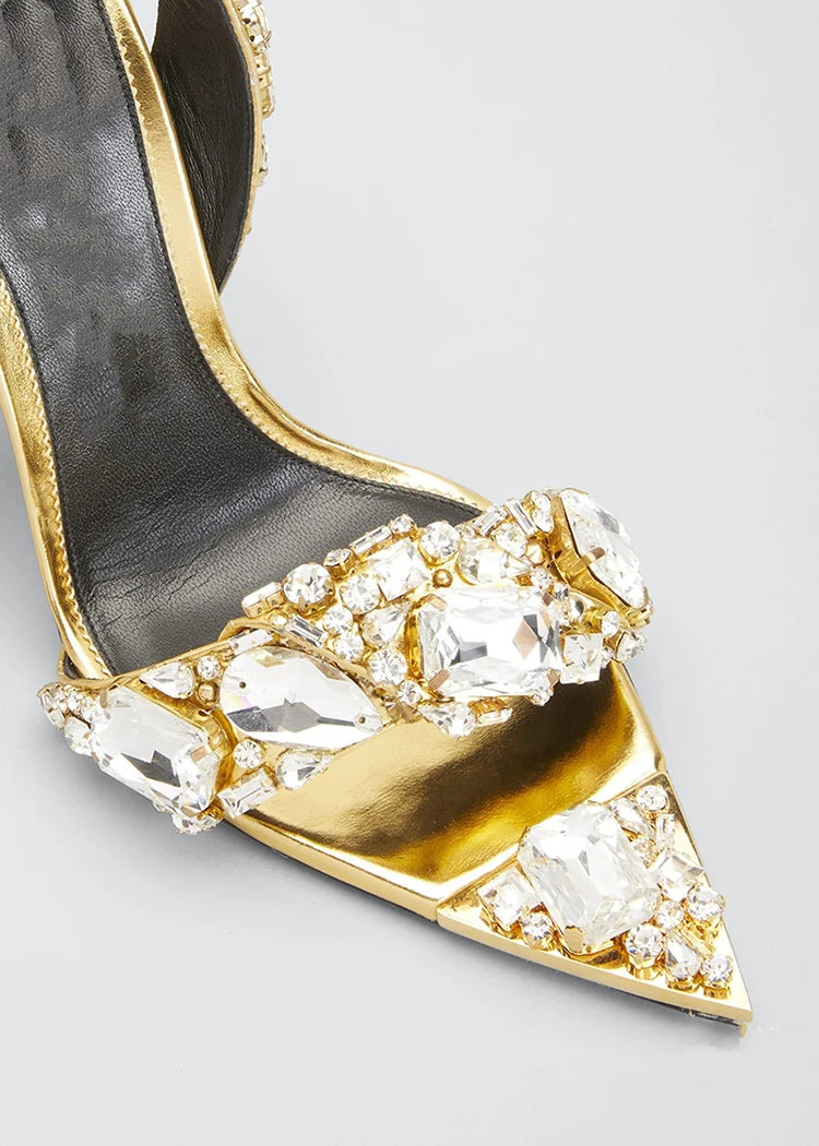 New Sandals Women High-Heeled Rhinestone Wedding Shoes Women Pointed Toe Sandalias Female High Heels sandalias de las mujeres