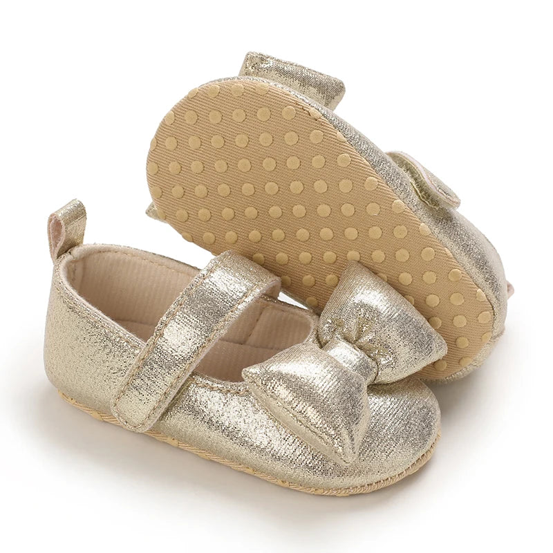 Newborn Toddler Baby Shoes Girl Baby Crib Shoes Princess Flower Bow Baby Cotton Sole First Walker Sneakers 0-18 Months