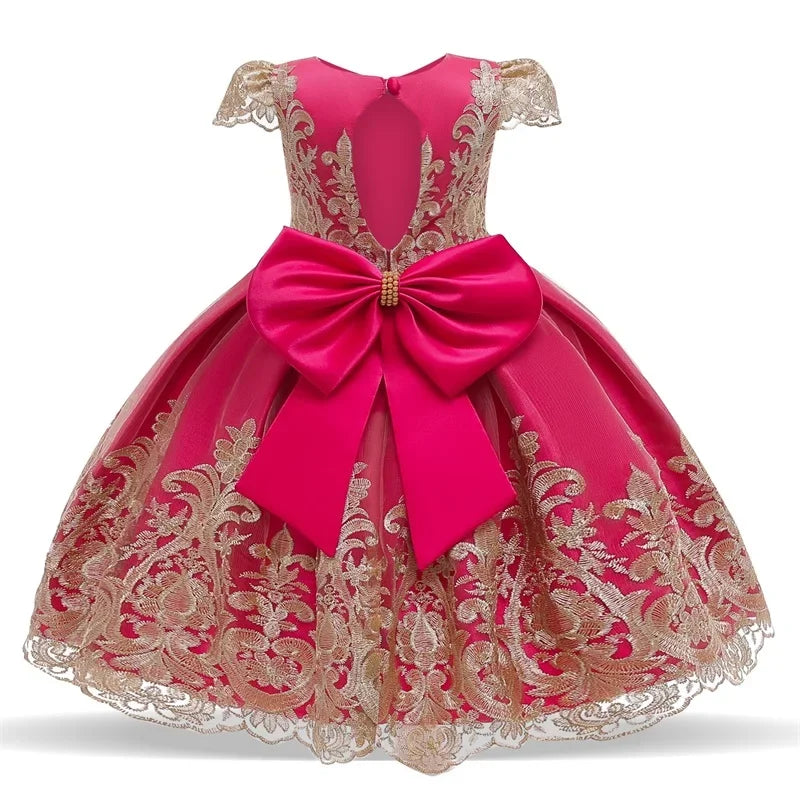 Cute Baby Girls Dress for Party Flower Lace Vintage Girl Dresses for 1-5Yrs Baby Clothes Holiday Kids Snow White Princess Dress