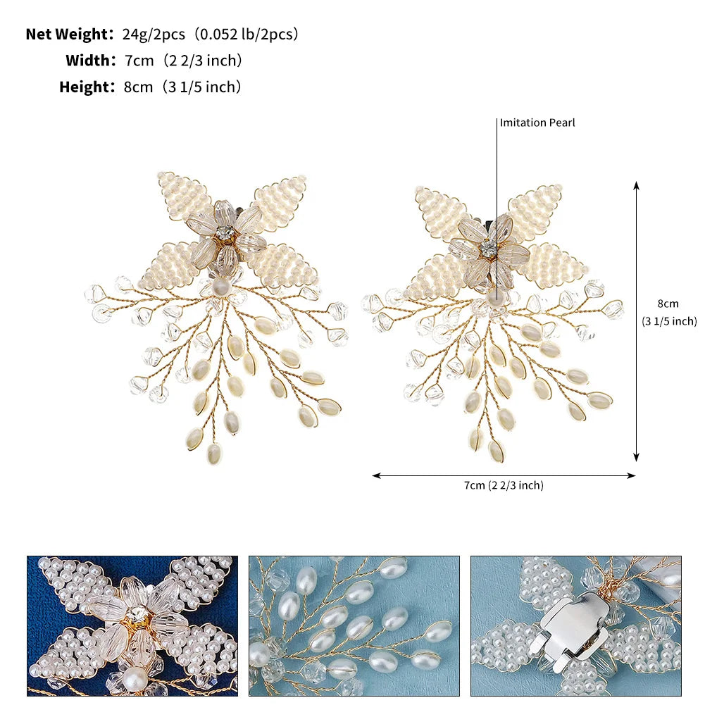 Newest Shinning Rhinestone Shoes Clip Metal Wedding Accessories Crystal Pearl Luxury Shoe Buckle Decorations Gift For Women