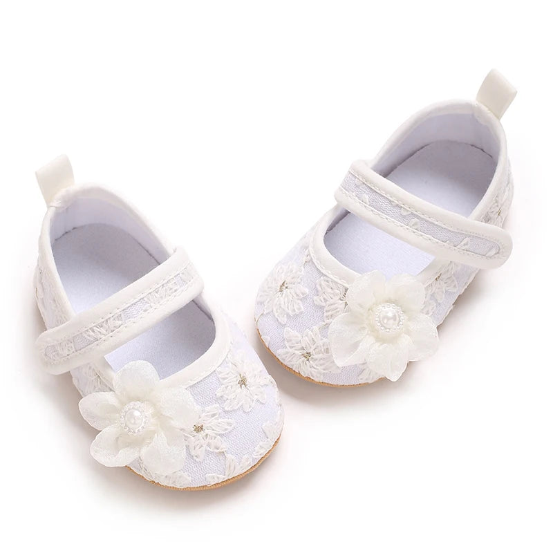 VALEN SINA 0-18 Months Newborn Girl White Baptism Shoes Bow Non-slip Rubber Soft-Sole Flat PU First Walker Mary Janes