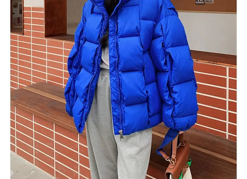 Winter Jackets for Women 2025 Thick Warm Loose Fashion Quilted Jacket Women Interchange Design High Street Green Winter Coat