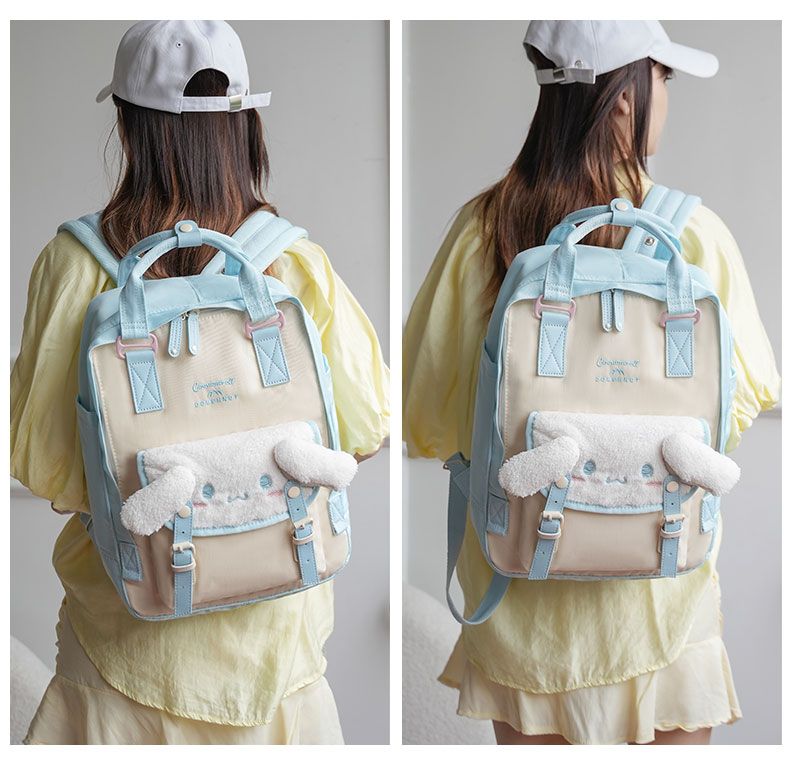 Sanrio Kawaii Girls School Bag Women Large Capacity Campus Backpacks Cute Cinnamoroll Kuromi Travel Camping Backpack Gift