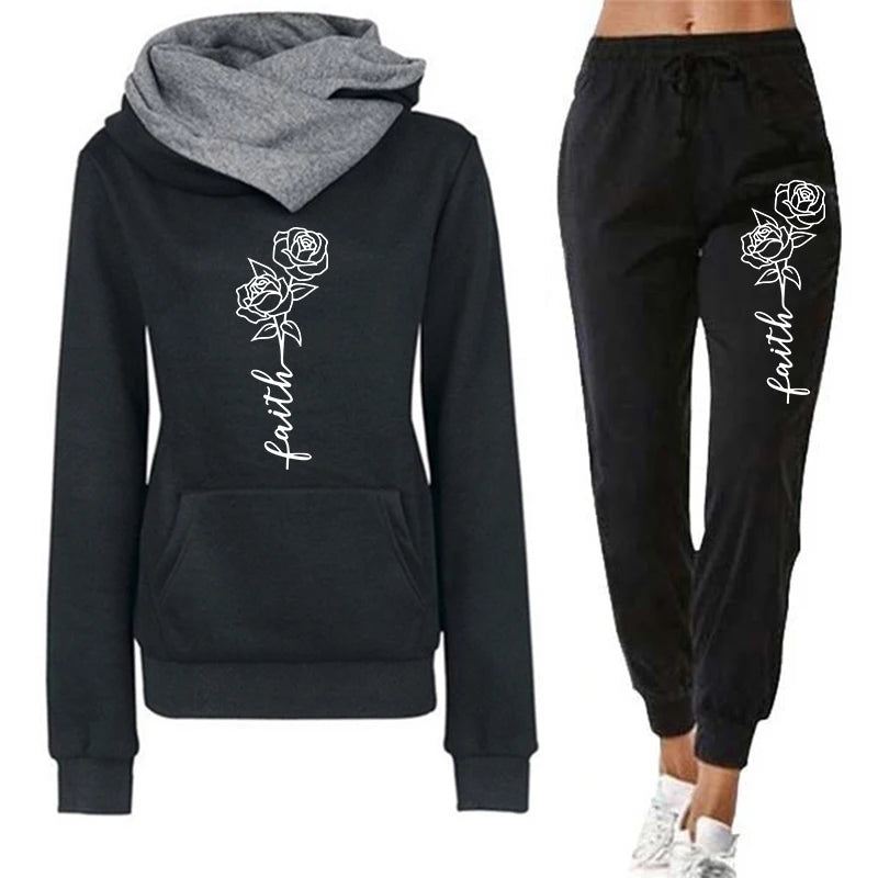Women Tracksuit Two Piece Set Winter Warm Hoodies+Pants Pullovers Sweatshirts Female Jogging Woman Clothing Sports Suit Outfits