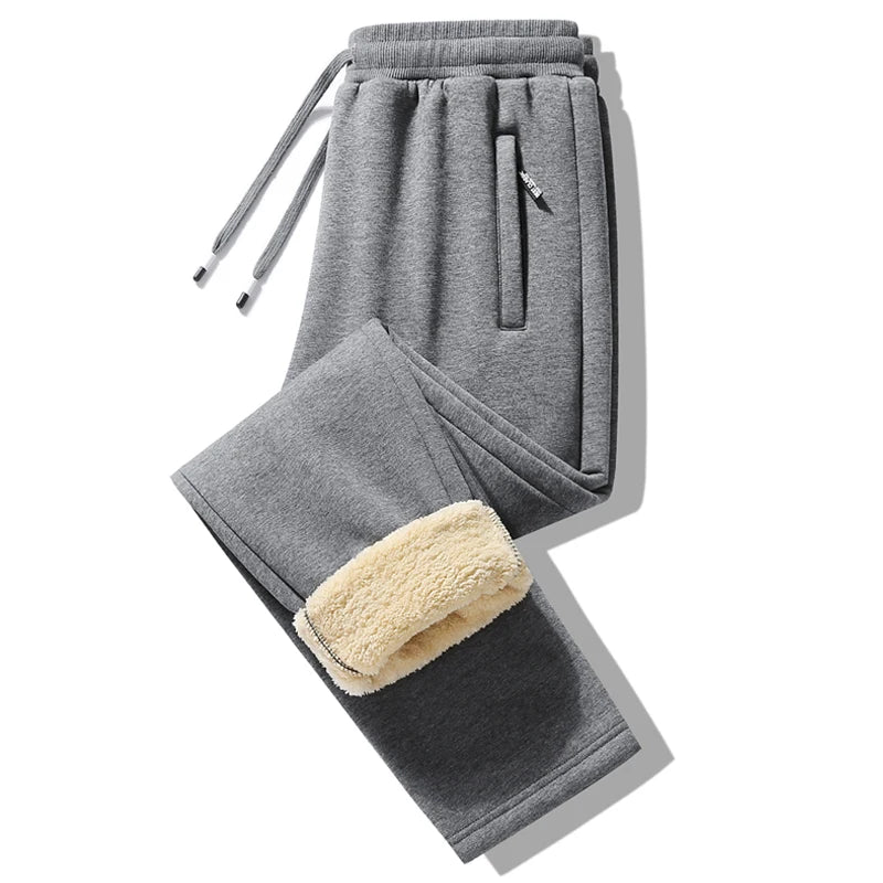 Thermal Pants for Men Winter Fleece Lined Sweatpants Thick Warm Sherpa Lined Plus Size Outdoor Casual Trousers Man
