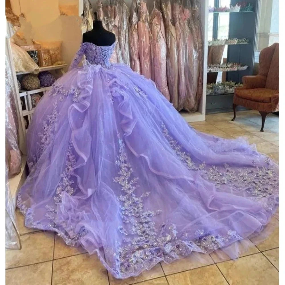 ANGELSBRIDEP Luxury Glittering Lavender Quinceanera Dresses Birthday Party Prom Princess Ball Gown Vestidos De 15 Anos Corset