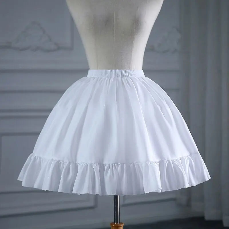 Girls Ruffled Short Petticoat with/no Hoop Solid Color Fluffy Bubble Tutu Skirt Puffy Half Slip Prom Crinoline Underskirt