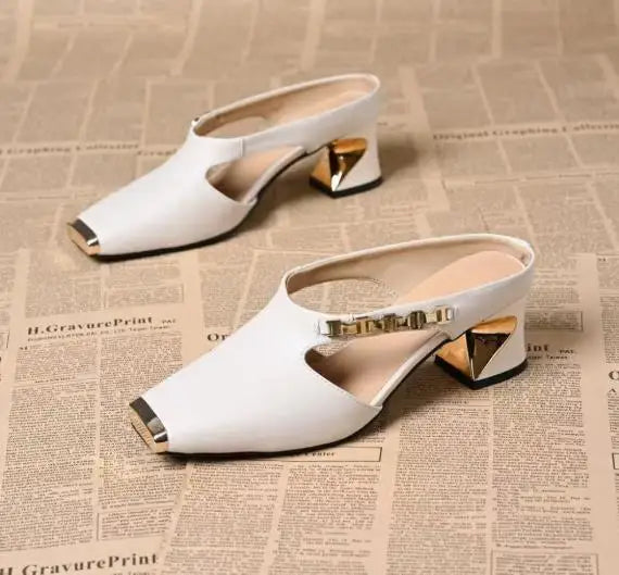 Low Shoes Hoof Heels Rome Synthetic PU Fabric Rubber Low Shoes PU Rubber Hoof Heels Fabric Rome