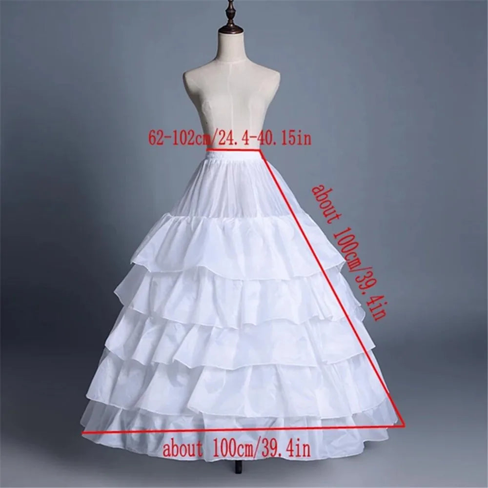 6 Hoop Crinoline Black White Long Wedding Petticoat Ball Gown Dress Underskirt Skirt Half Slips Wedding Accessories