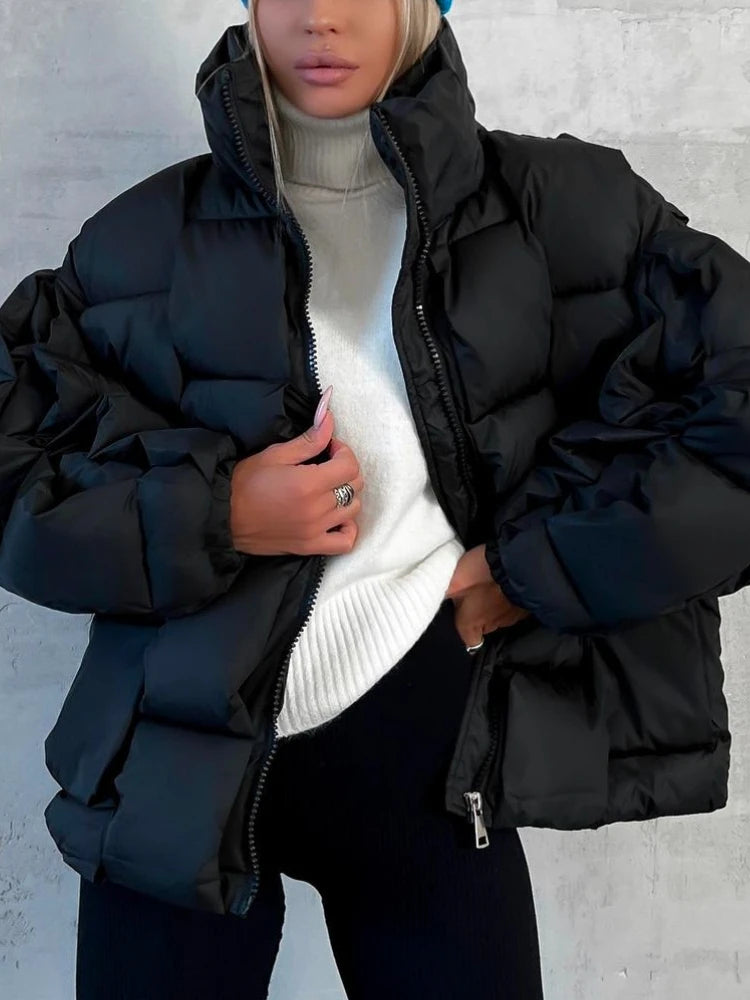 Winter Jackets for Women 2025 Thick Warm Loose Fashion Quilted Jacket Women Interchange Design High Street Green Winter Coat
