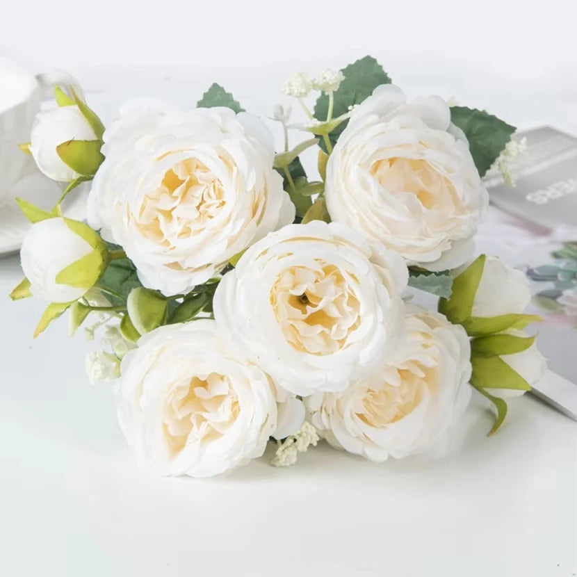 Fake Silk Peony Vases for Home Decor Christmas Garland Wedding Party Living Room Bouquet Decoration Accessory Artificial Flowers