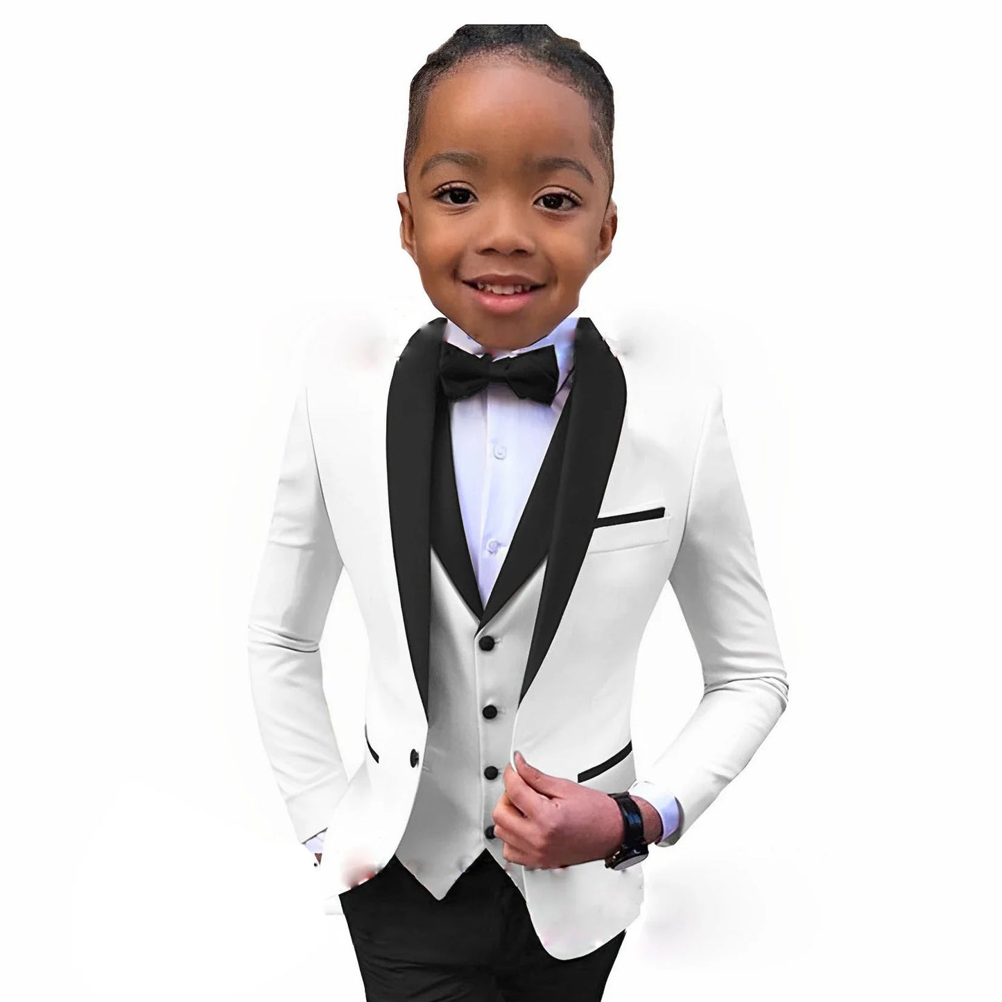 Suit For Boys White Jacket Royal Blue Collar 3 Piece Wedding Kids Tuxedo Formal Party Clothes 2-16 Years Old Children Suits