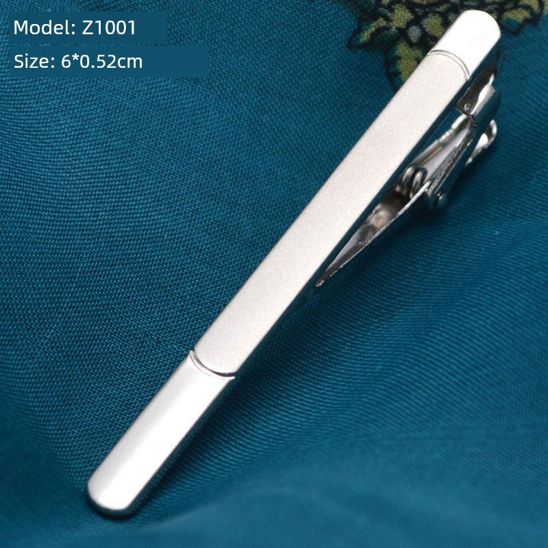 Tie Clip Male Minimalist Silver Fashion Formal Wear All-Match Tie Clip Sub Neckline Clip Laser Sculpture Laser Company Logo