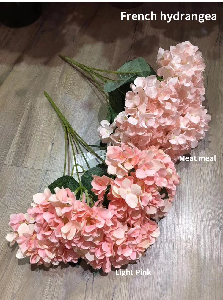 5 Heads Hydrangea Bouquet Silk Artificial Flowers for Party Wedding Living Room Decoration Accessories Home Decor Fake Flowers