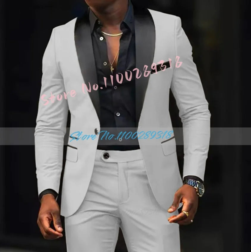 Men's Suit Jacket Autumn Slim Fit One Button Blazer Fashion New Formal England Male Dress Coat Trousers Pants 2 Pieces Set