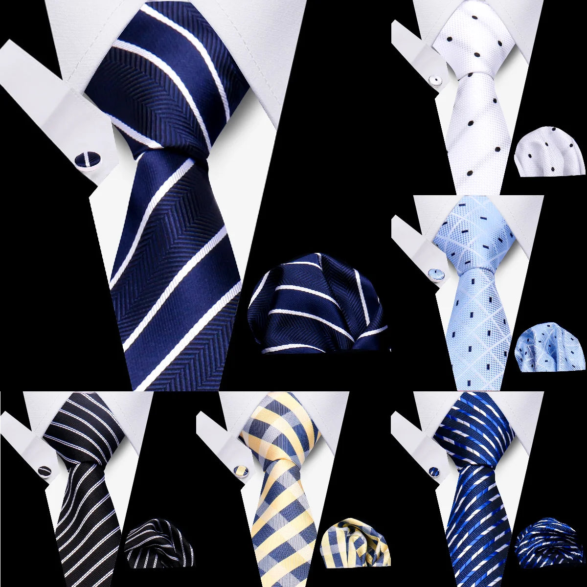 Elegant Ties For Men Gift Fashion Men Tie Set Striped Luxury Necktie Handchief Cufflinks 3 Pcs Business Wedding Suit Accessories