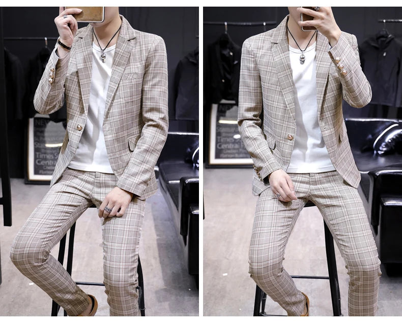 Casual suit jacket fashion loose luffian handsome suit senior sense top single business formal Korean student suit