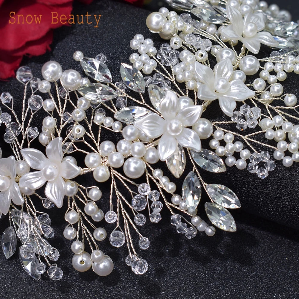 DZ023 Fashion Wedding Headpiece Crystal Pearl Hair Piece 2022 Bridal Tiara Dinner Party Headdress For Women Bride Headwear