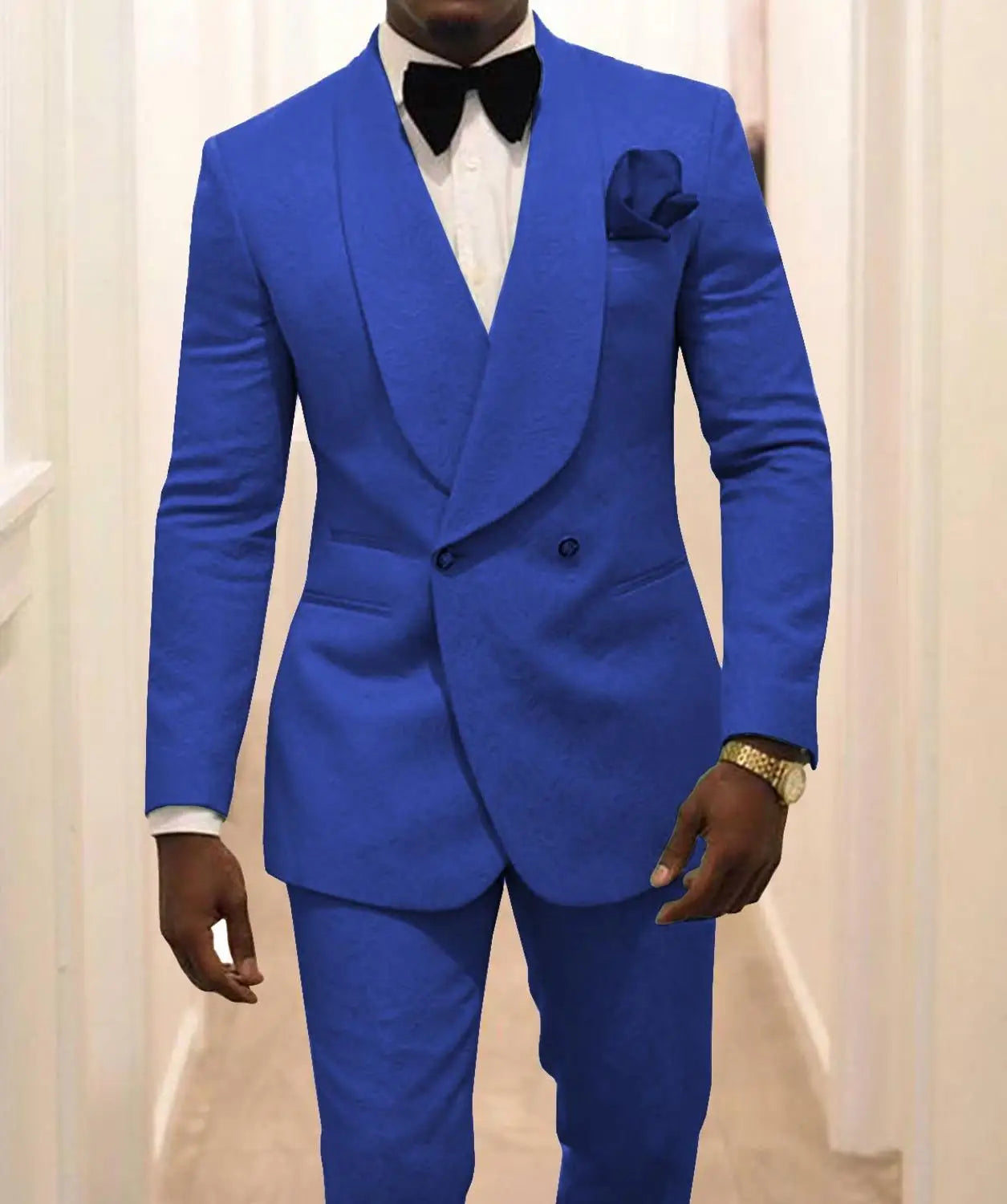 Custom Pour Hommes Made Groomsmen White Pattern Groom Tuxedos Shawl Lapel Suits 2PCS Wedding ( Jacket+Pants )Costume Homme