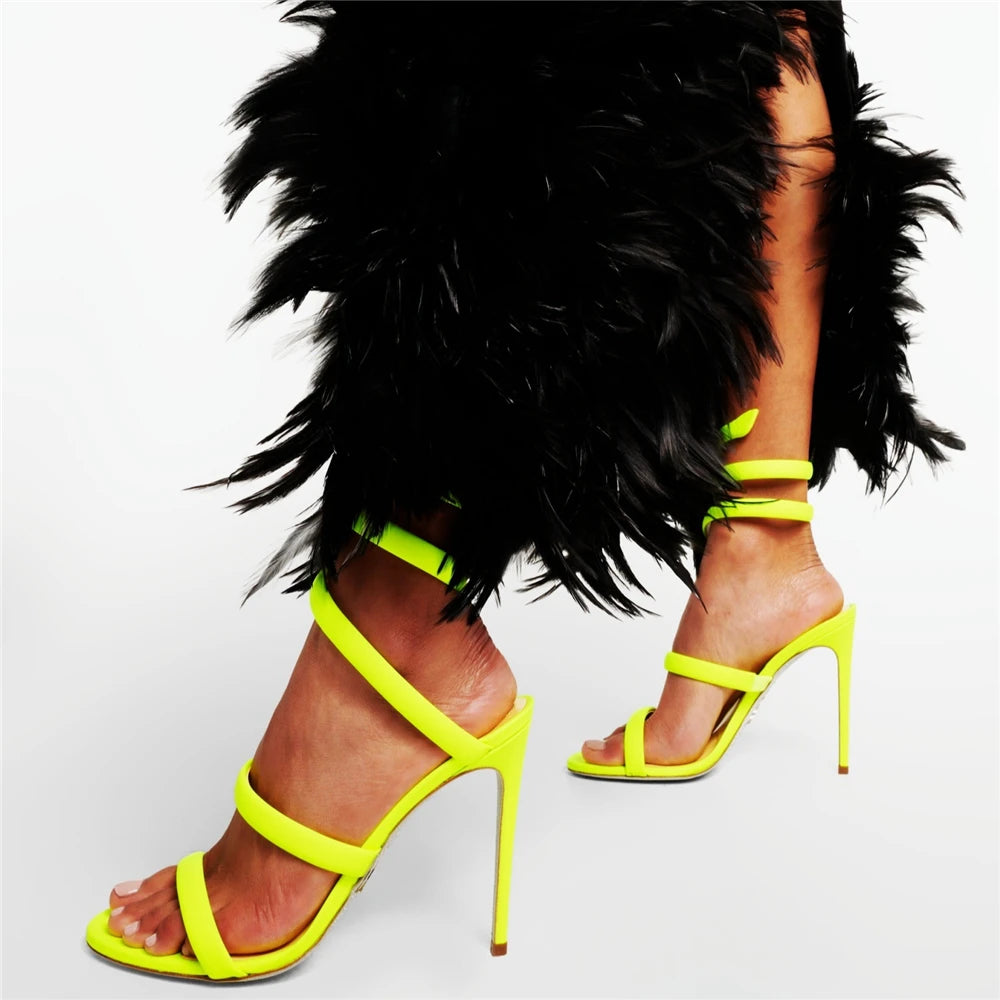 Summer new round toe silk ribbon snake-shaped wrapped sexy sandals thin high-heeled banquet dress large size women's shoes