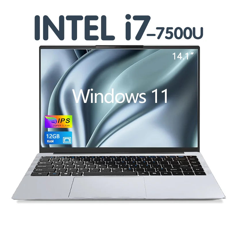 2025 Office Laptop Windows 11 intel core i7-7500U/intel Atom x7 A3950 14.1" Notebook Computer 1920*1080P 12GB RAM 1/2TB SSD