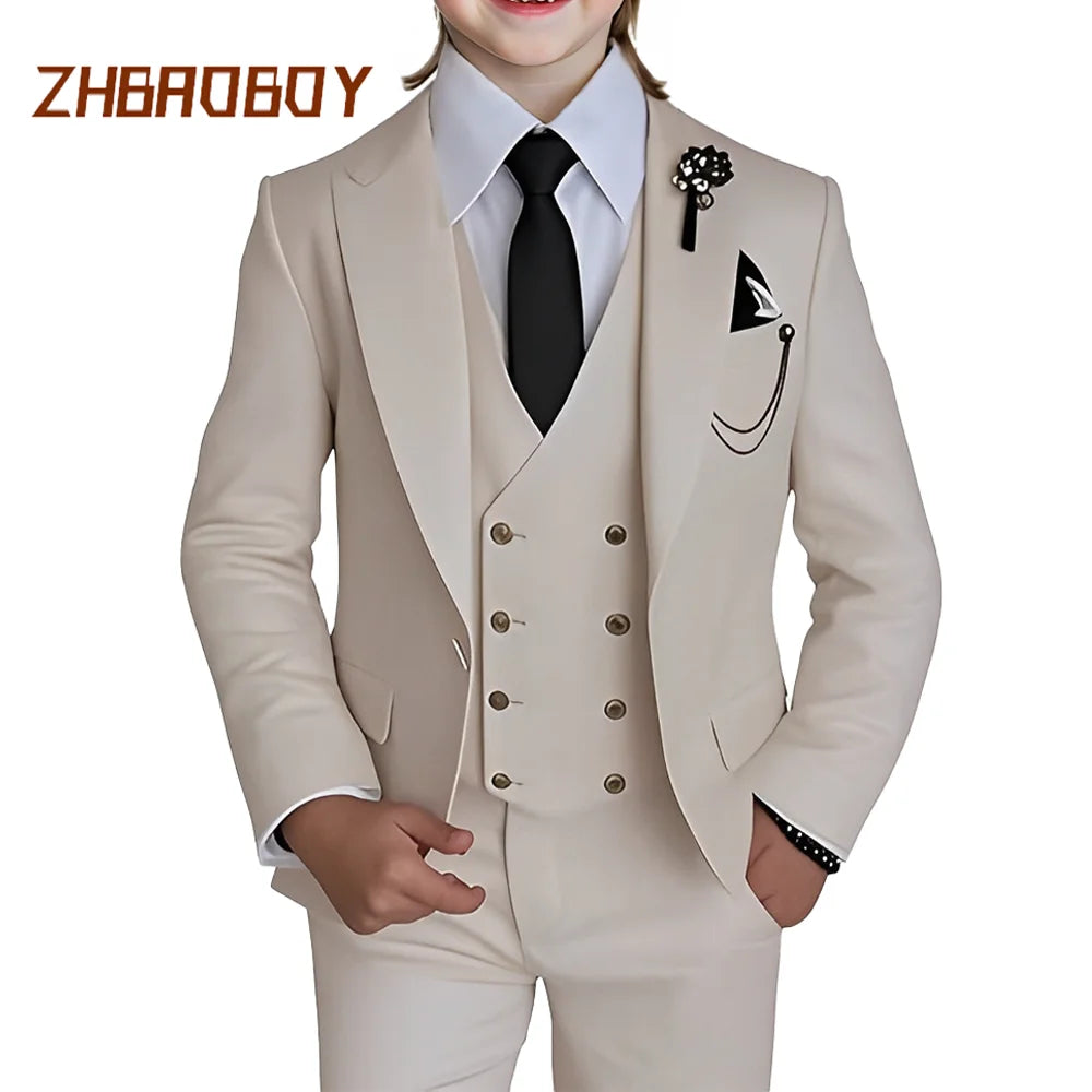 Boy's 3 Piece Suit Slim Fit Suit One Button Formal Wedding Suits Prom Dress Suit