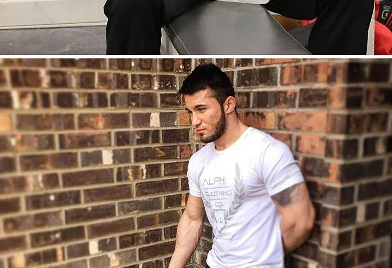 Men's Summer Skinny Short Sleeve Casual T-Shirt Male Gym Fitness Sport Running Workout Tight Tee Cotton Tops Sweatshirt Clothing