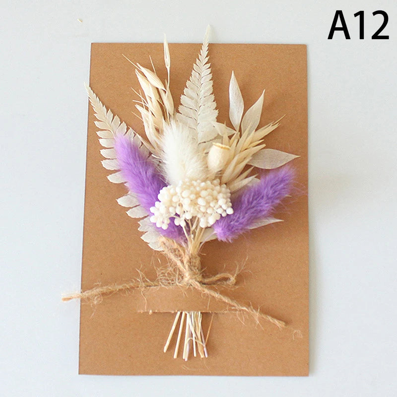 Mini Natural Dry Flowers Bouquet Bridesmaid Boutonnieres Christmas Wedding Decor Valentine's Day DIY Floral Materials