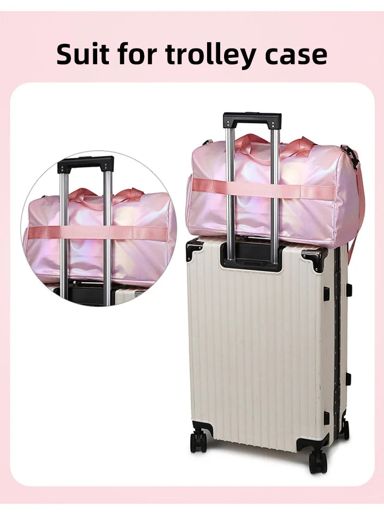Pearl Glossy Gym Bag Women Fitness Training Handbag Waterproof Yoga Bags Wet Dry Separation Swimming Pack Female Travel Tote Bag