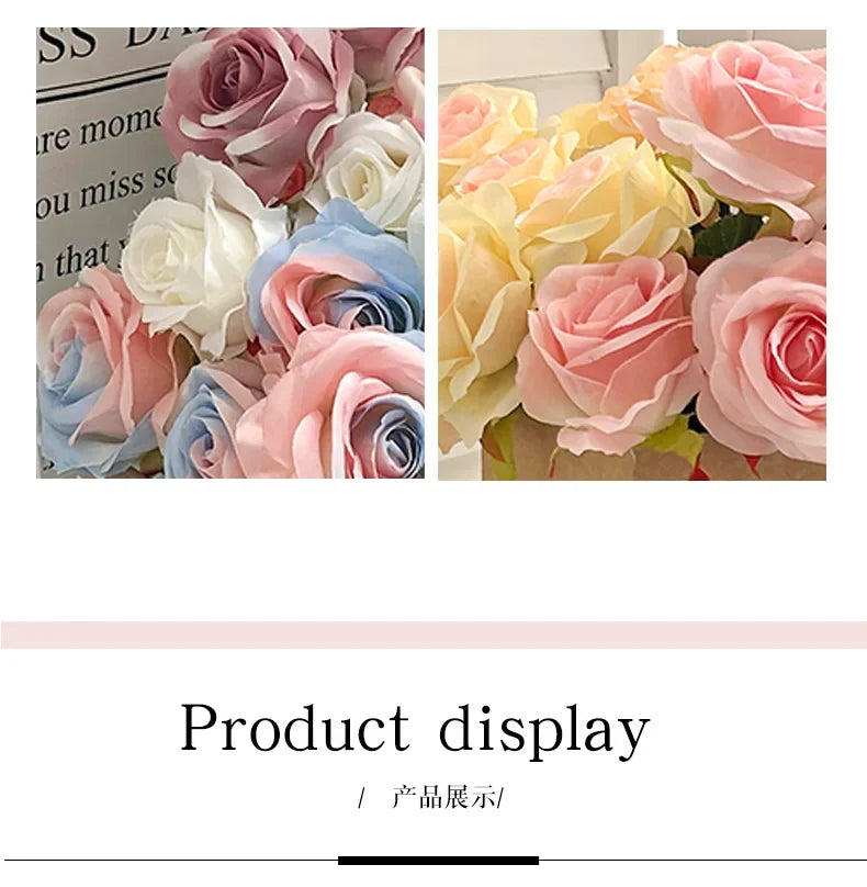 Artificial Roses Velvet Flowers with Long Stem Fake Roses Bouquet DIY for Home Vase Garden Craft Flower Wall Wedding Decoration