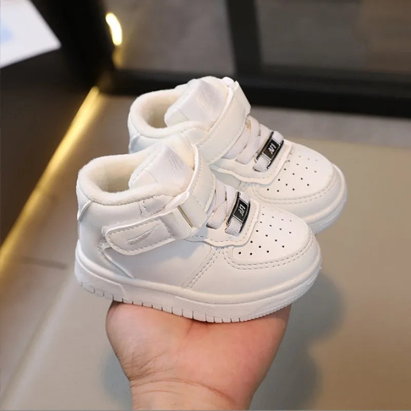 Autumn Winter New Children's Sports Shoes Boys' High Top Board Shoes Girls' Little White Fashion Children's Basketball Shoes