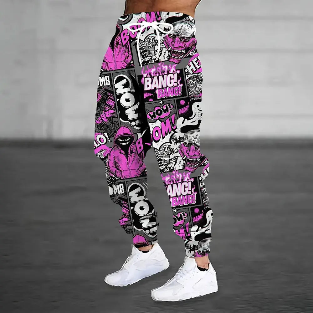 Winter New Thick Warm Pants 2026 New Fashion 3D Flame Print Sweatpants Men Large Size Loose Casual Pocket Drawstring Sweatpants
