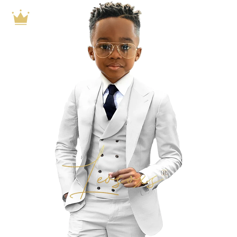Boys formal suit 3 piece suit (jacket, green collar vest + trousers) custom wedding birthday queue celebration suit