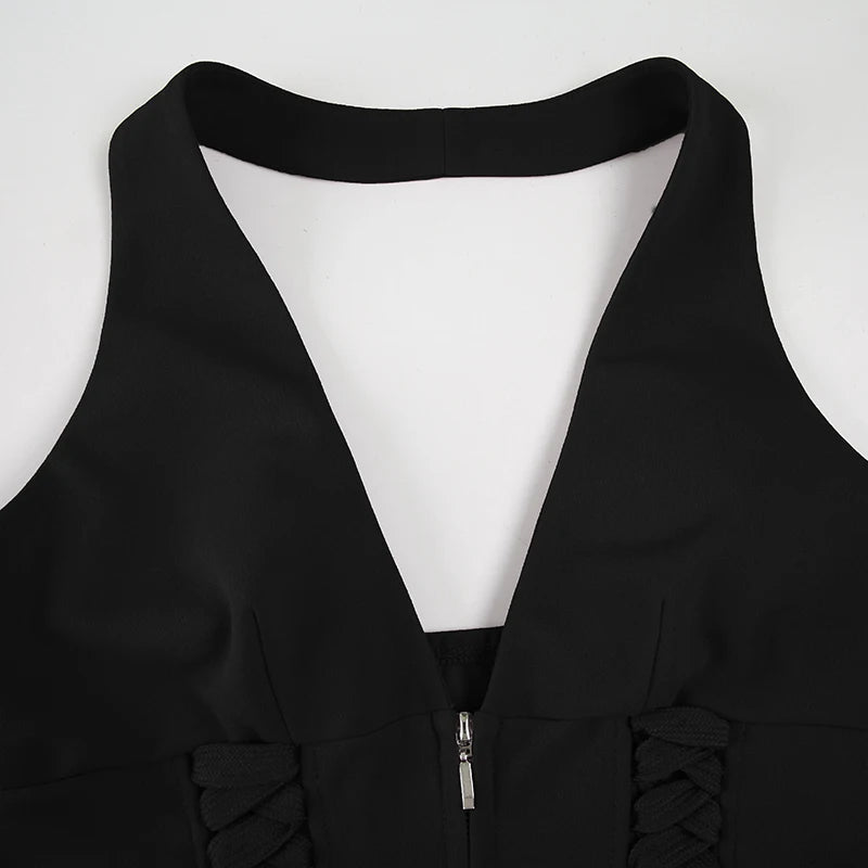 Fashion Solid V-Neck Bandage Zipper Women Tank Trendy Chic Design Sexy Slim Hotsweet Summer New Blouses