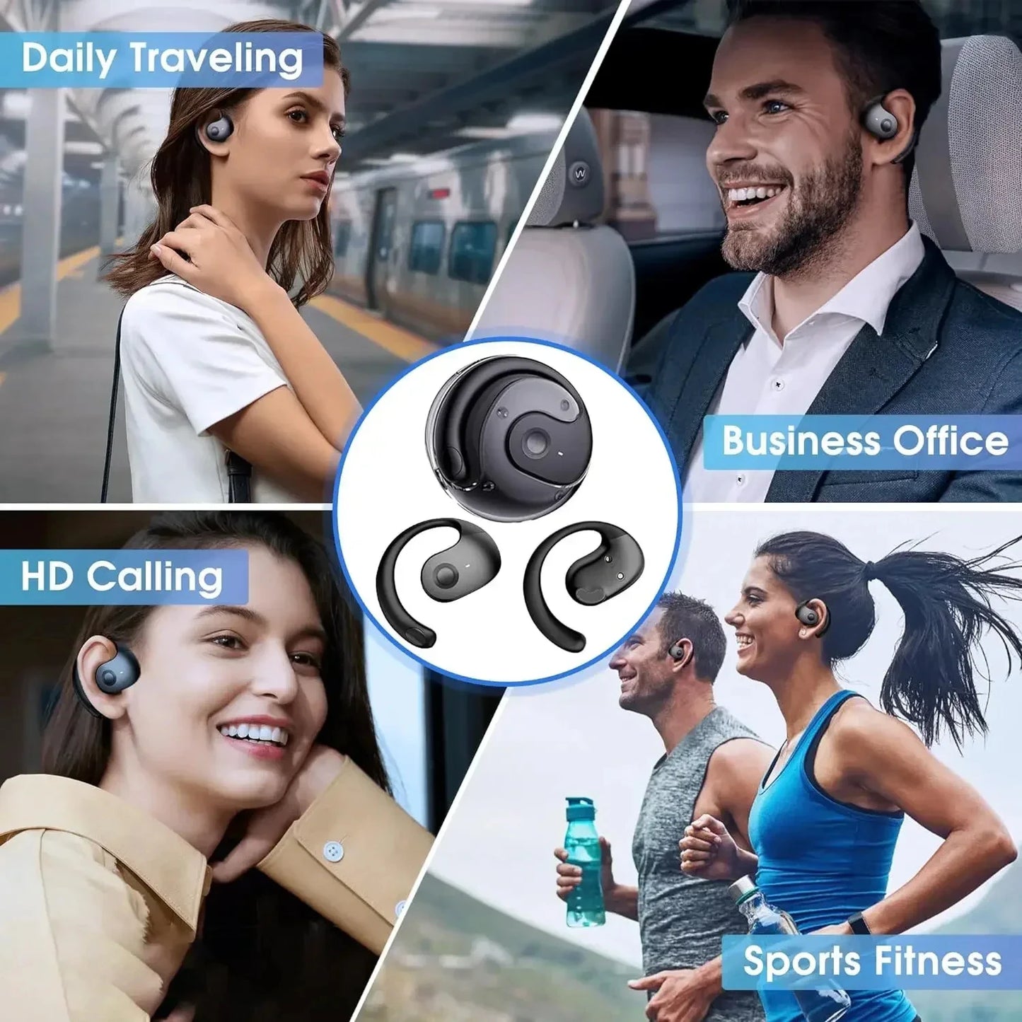 OWS Wireless Headphones Comfortable Ear Hook Touch Control Earbuds with Mic Wireless Bluetooth Headset for Phone Earphones Game