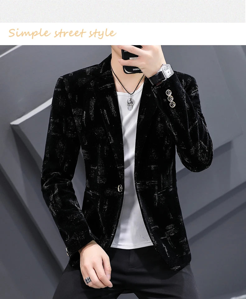 Fashion Handsome Slim Fit Corduroy Suit for Men High Quality Young Boutique Style Single Breasted West Coat M-5XL