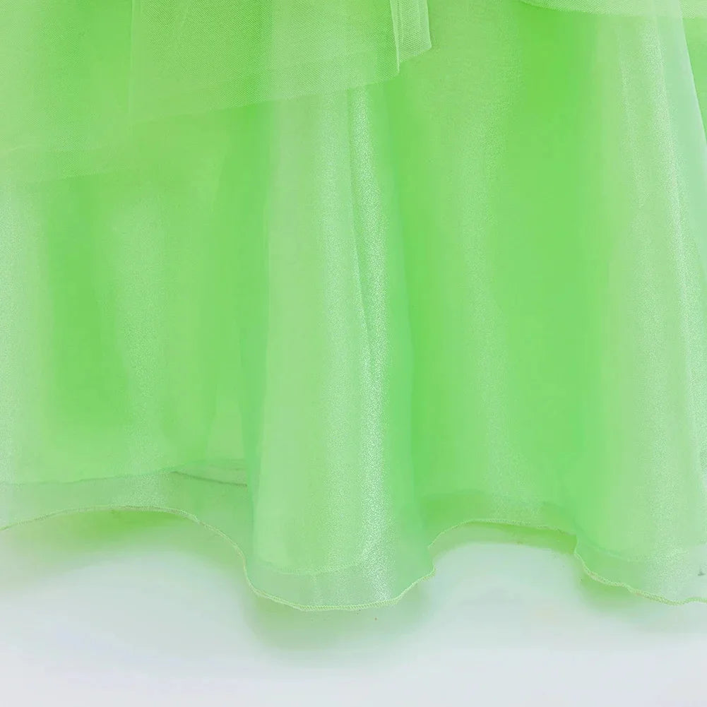 Children's Day Girl Dresses Butterfly Wings On The Back Ruffle Green Summer Dress For Girls Sleeveless Daily Outfits Clothes