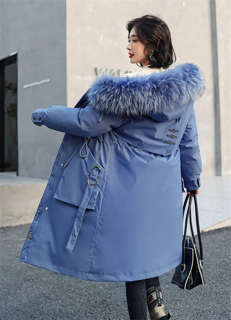 2025 Jackets Coats Outwear New Women's Parkas Winter Jacket Hooded Long Coat Thick Warm Female Cotton Padded Parka Fur Lining