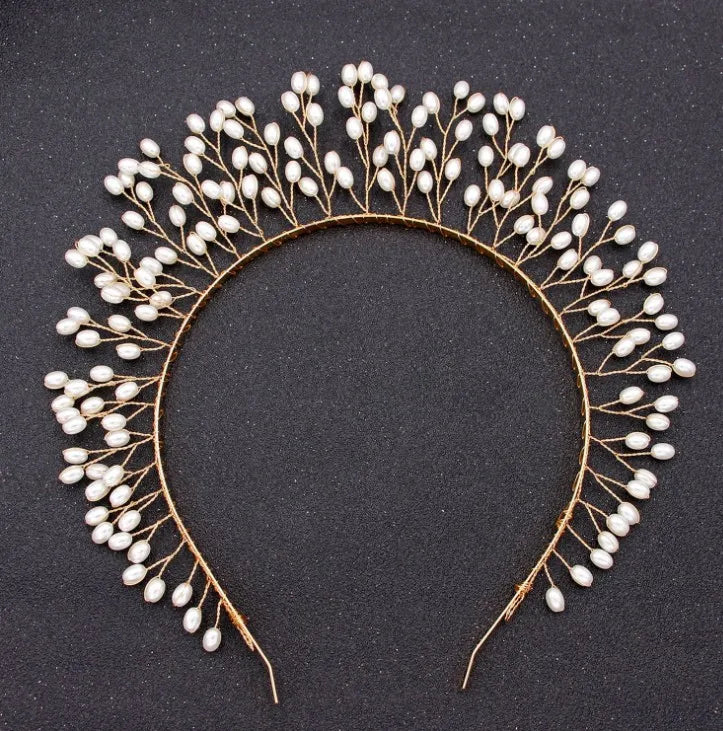 Bridal Bridesmaid Flower Girls Diamante Crystal Pearl Headband Rhinestone Wedding Prom Tiara Women Hair Accessories
