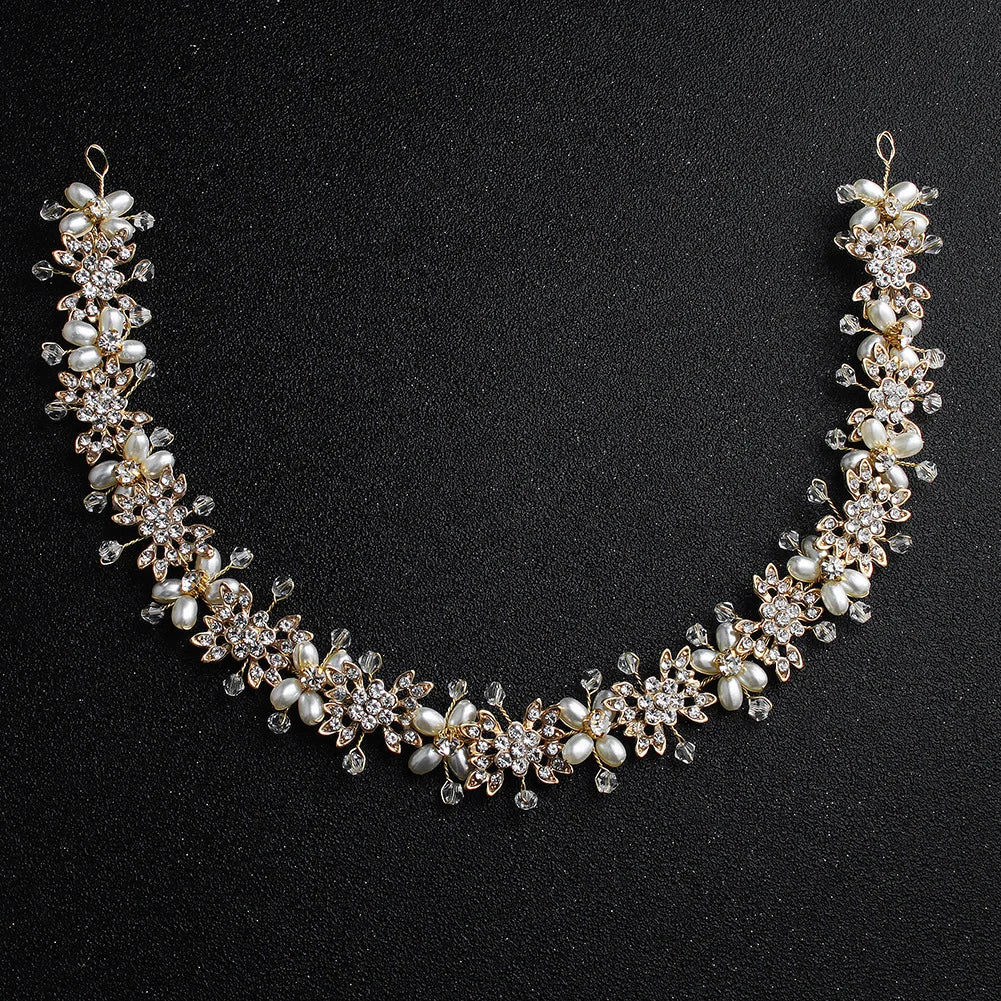 Bridal Wedding Headbands Full Pearl and Rhinestones Tiaras Hairbands For Women Bride Bridal Wedding Hair Accessories Jewelry