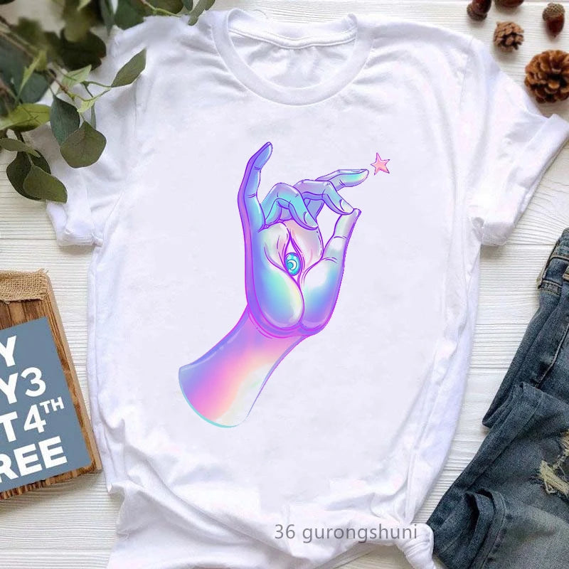 Newest Yoga Tree Print Tshirt Girls Summer Fashion Short Sleeve T Shirt Women Buddha Chakra Meditation T-Shirt Female Wholesale